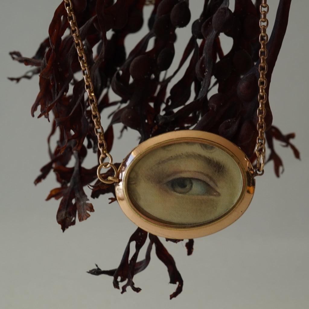 Gold Lover's Eye Double Sided Locket and Belcher Chain Necklace