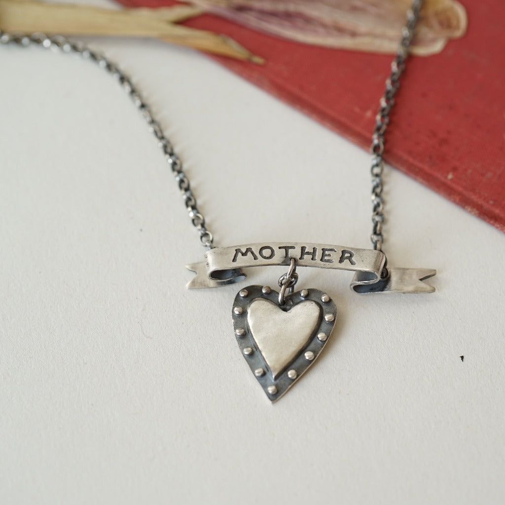 Handmade Oxidised Silver Mother Tattoo Necklace
