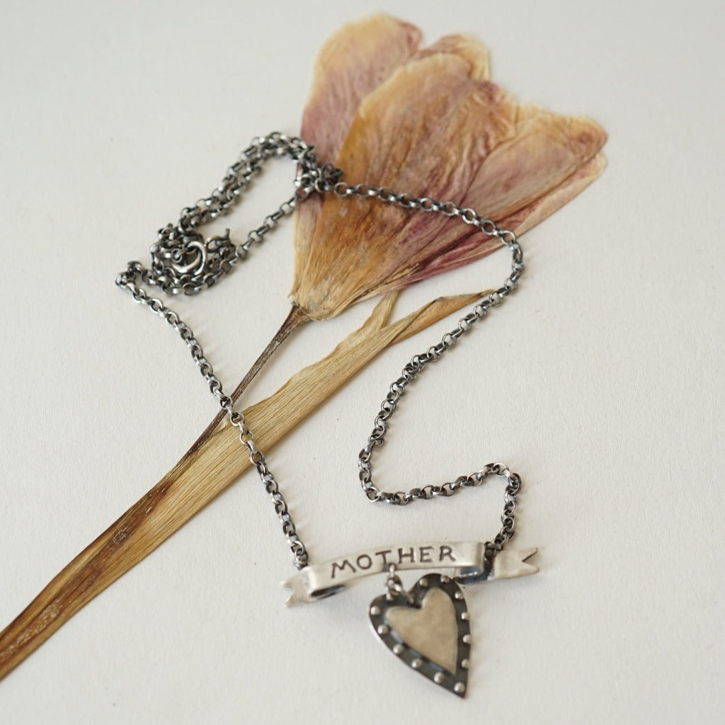 Handmade Oxidised Silver Mother Tattoo Necklace