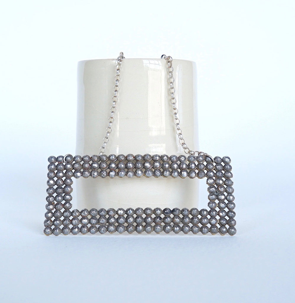 Georgian Oblong Cut Steel Buckle Silver Necklace