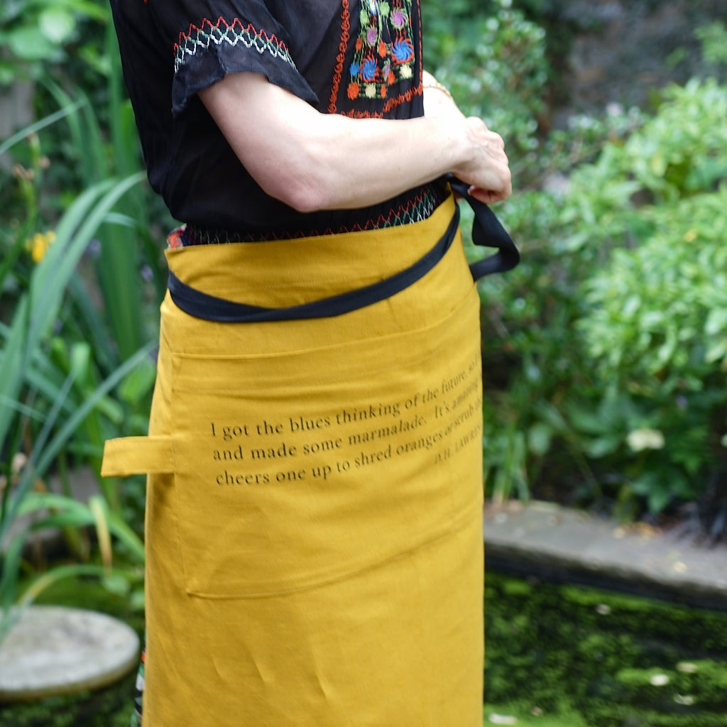 Ochre linen waist apron