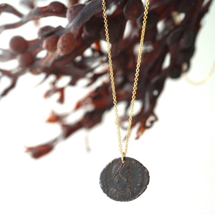Roman Coin and Gold Belcher Chain Necklace