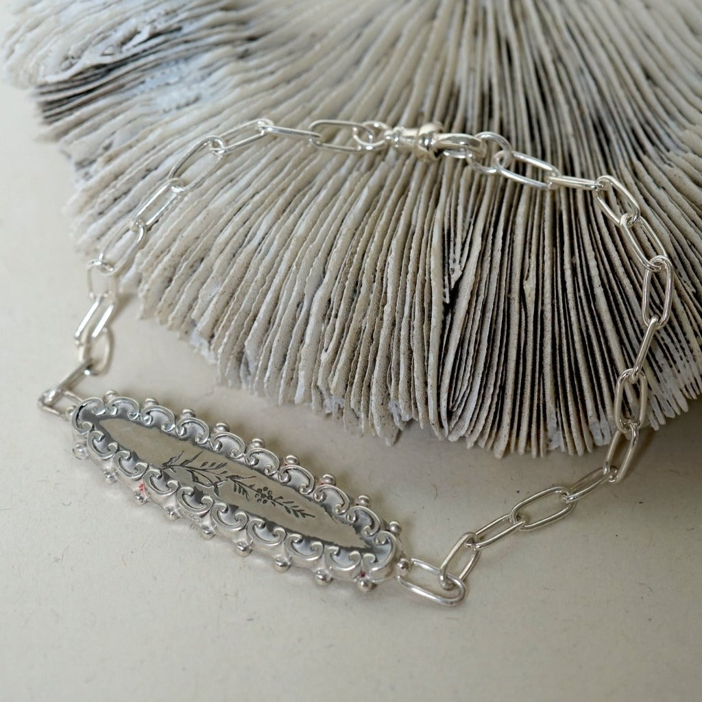 Silver Victorian Oval Brooch Bracelet. Badgers Velvet