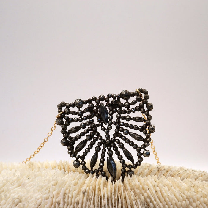 Victorian Cut Steel Necklace. Badgers Velvet