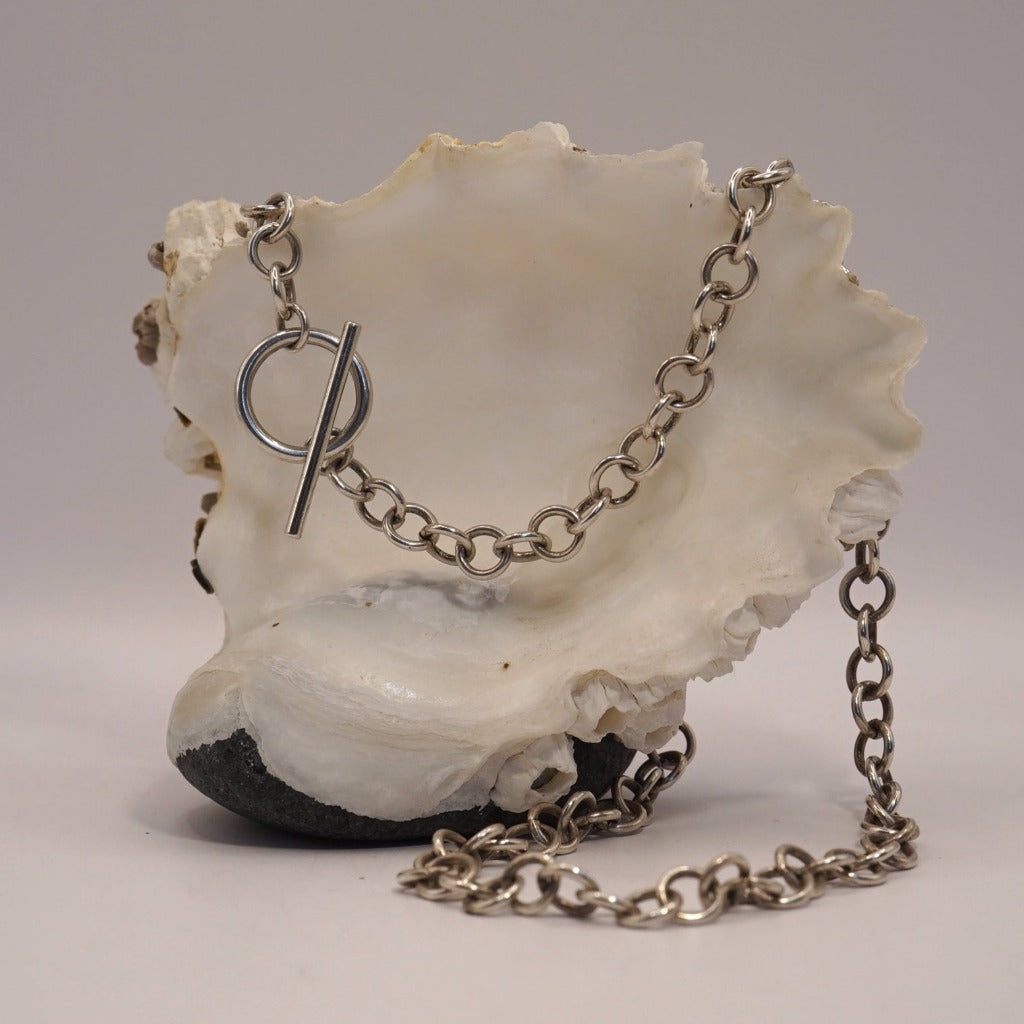 Vintage Silver Round Chain Necklace
