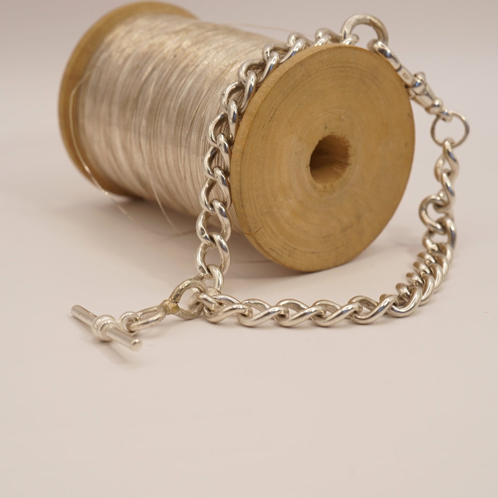 Victorian Silver Curb Chain Bracelet, Badgers Velvet