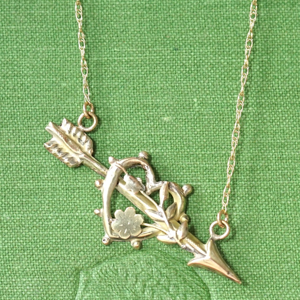 Gold Arrow and Heart Necklace
