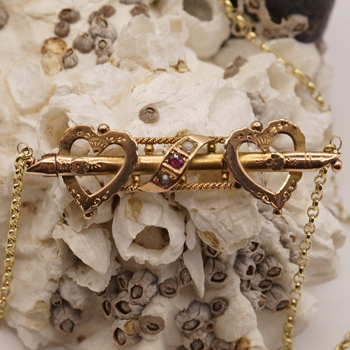 Victorian Gold and Ruby Heart Necklace, Badger's Velvet