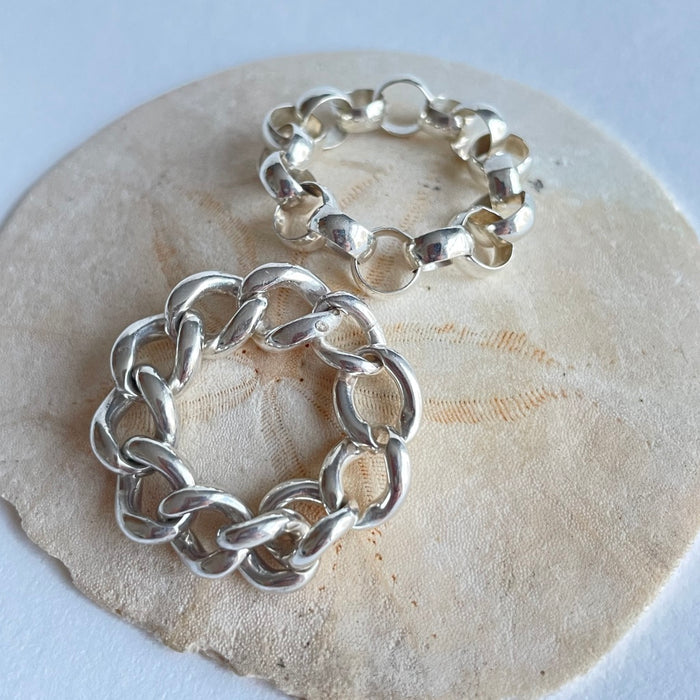 Chunky Silver Curb Chain Ring